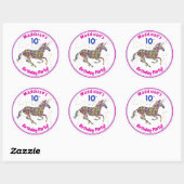 Sticker Rond Anniversaire de la licorne (Feuille)