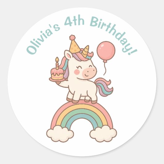 Sticker Rond Anniversaire de la licorne (Devant)