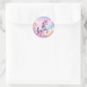 Sticker Rond Anniversaire de la licorne enchantée - Carte magiq (Sac)