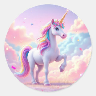 Sticker Rond Anniversaire de la licorne enchantée - Carte magiq