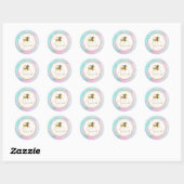 Sticker Rond Anniversaire de la licorne magique (Feuille)