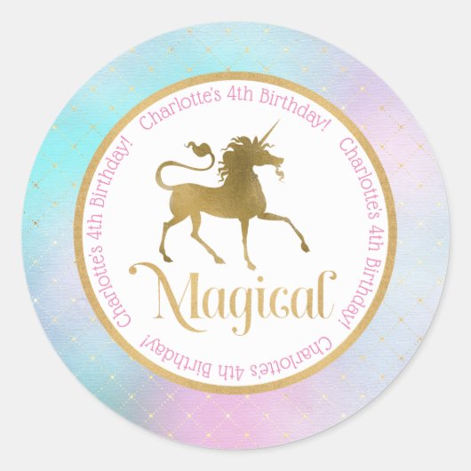 Sticker Rond Anniversaire de la licorne magique (Devant)