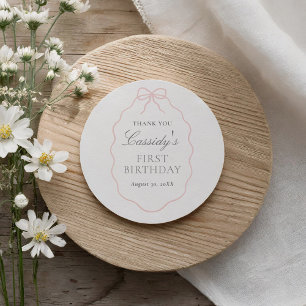 Sticker Rond Anniversaire de la petite fille rose vintage