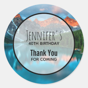Sticker Rond Anniversaire de la photographie des montagnes et d