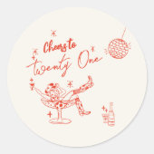 Sticker Rond Anniversaire de la vache côtière attirée de 21e ma (Devant)