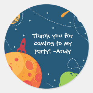 Sticker Rond Anniversaire de l'astronaute spatial Favoriser l'é