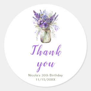 Sticker Rond Anniversaire de Lavender Mason Jar