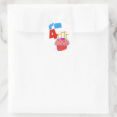 Sticker Rond Anniversaire de l'école "I'm 4" Cupcake adorable (Sac)