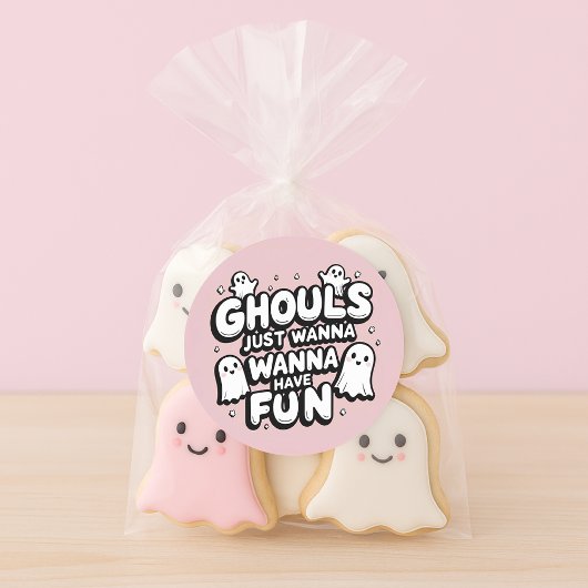 Sticker Rond Anniversaire de l'Halloween Ghost Cute | Pink Ghou