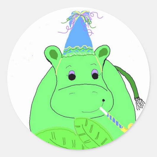 Sticker Rond Anniversaire de l'hippo vert (Devant)