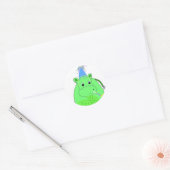 Sticker Rond Anniversaire de l'hippo vert (Enveloppe)