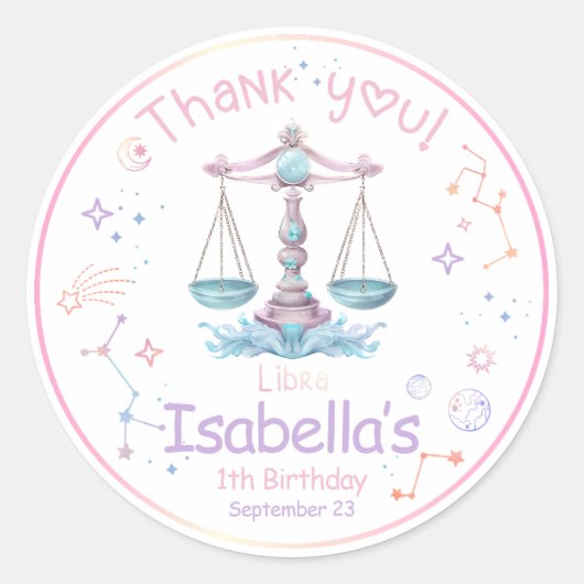 Sticker Rond Anniversaire de Libra Zodiac (Devant)