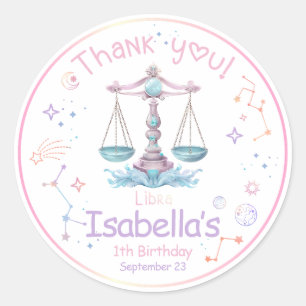 Sticker Rond Anniversaire de Libra Zodiac