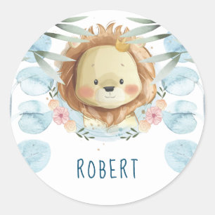 Sticker Rond Anniversaire de lion personnalisé
