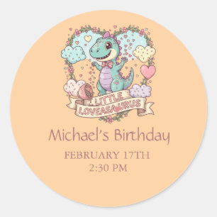 Sticker Rond Anniversaire de Little Dino Kid