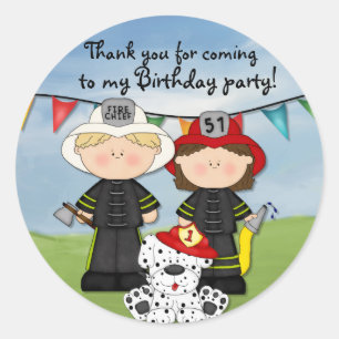 Sticker Rond Anniversaire de Little Fireman - Personnaliser