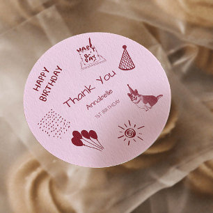 Sticker Rond Anniversaire de Love Dog 1 an – Joli Chien, Ballon