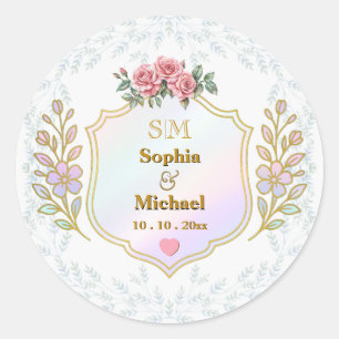 Sticker Rond Anniversaire de Mariage avec Monogramme à Initiale