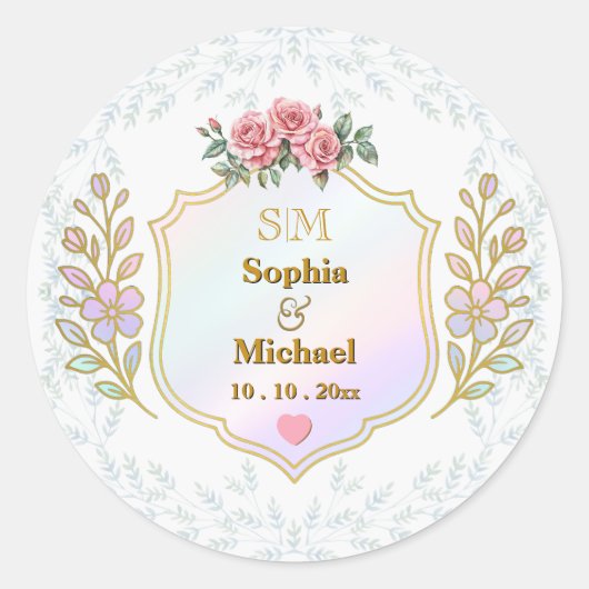 Sticker Rond Anniversaire de Mariage avec Monogramme à Initiale (Devant)