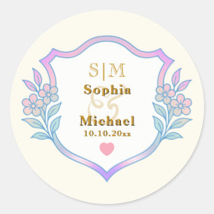 Sticker Rond Anniversaire de mariage avec monogramme d'initiale