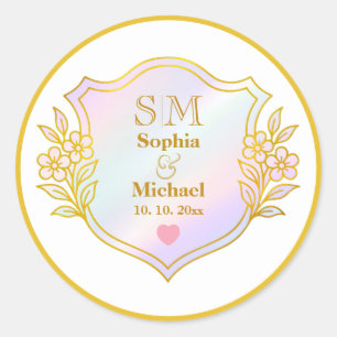 Sticker Rond Anniversaire de Mariage avec Monogramme d'Initiale