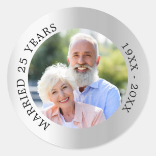 Sticker Rond anniversaire de mariage d'argent photo 25 ans
