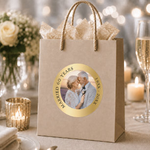Sticker Rond anniversaire de mariage de 50 ans photo or