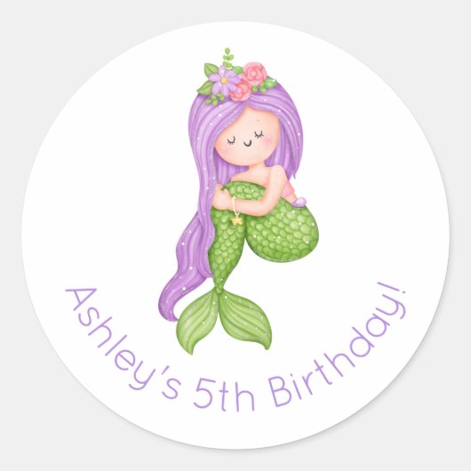 Sticker Rond Anniversaire de Mermaid (Devant)