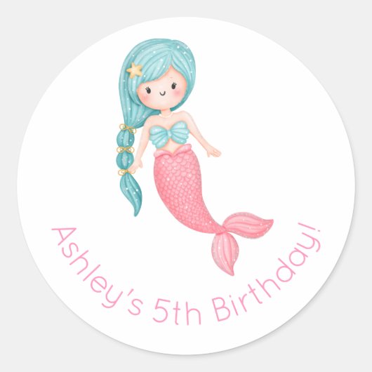 Sticker Rond Anniversaire de Mermaid (Devant)