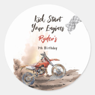 Sticker Rond Anniversaire de moto tout-terrain à tout âge