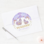 Sticker Rond Anniversaire de papillon d'or violet (Enveloppe)