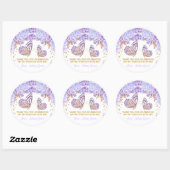 Sticker Rond Anniversaire de papillon d'or violet (Feuille)