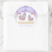 Sticker Rond Anniversaire de papillon d'or violet (Sac)