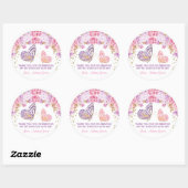 Sticker Rond Anniversaire de papillon rose or violet (Feuille)