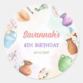 Sticker Rond Anniversaire de peinture de poterie (Devant)