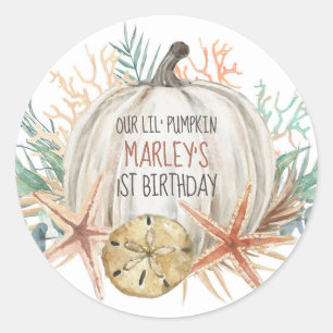 Sticker Rond Anniversaire de Petit Citrouille Côtière d'Automne