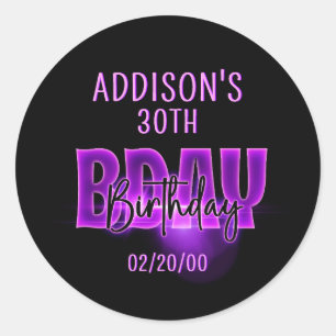 Sticker Rond Anniversaire de Pink Neon