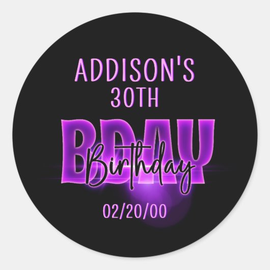 Sticker Rond Anniversaire de Pink Neon (Devant)