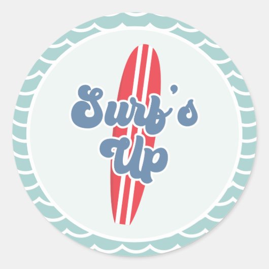 Sticker Rond Anniversaire de plage Surfs Up (Devant)