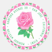Sticker Rond Anniversaire de Rose rose (Devant)