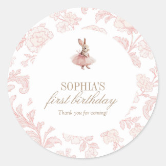 Sticker Rond Anniversaire de Some Bunny Lapin Rose Fête