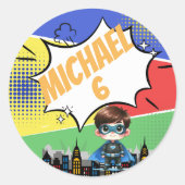 Sticker Rond Anniversaire de Superhero (Devant)