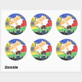 Sticker Rond Anniversaire de Superhero (Feuille)