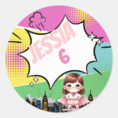 Sticker Rond Anniversaire de Superhero (Devant)