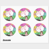 Sticker Rond Anniversaire de Superhero (Feuille)
