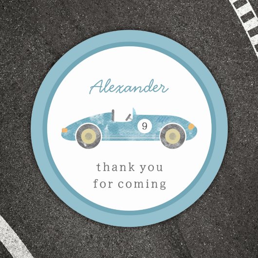 Sticker Rond anniversaire de voiture de course bleue