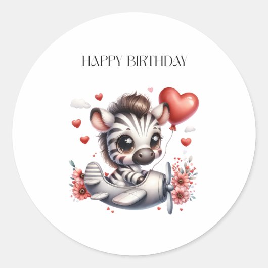 Sticker Rond Anniversaire de Zebra Pilot (Devant)