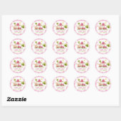 Sticker Rond Anniversaire des animaux de ferme roses (Feuille)