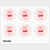 Sticker Rond Anniversaire des cerisiers roses et rouges (Feuille)