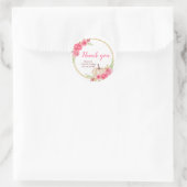 Sticker Rond Anniversaire des Citrouilles de fleurs roses chaud (Sac)